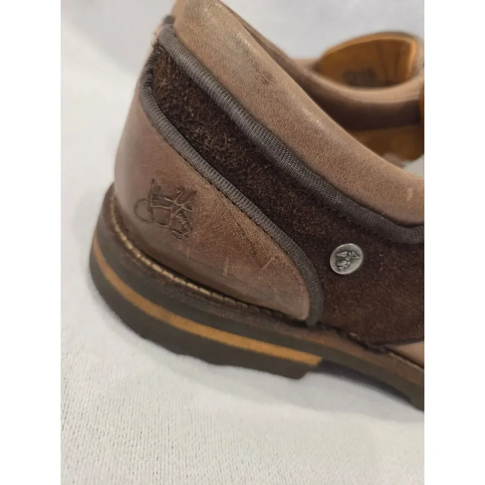 John Fluevog Future Angel Shoes Mens Two Tone Brown Leather Suede Square Toe 11